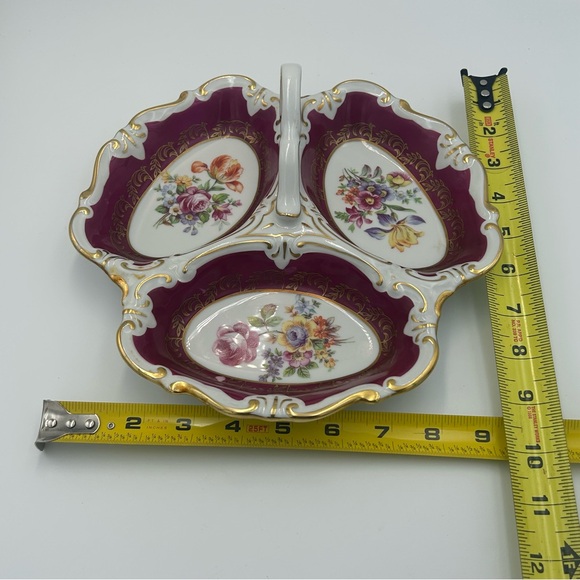 Vintage JLMenau 3 Section Dish W/Handle Graf Von Henneberg Porzellan Germany - Picture 8 of 9